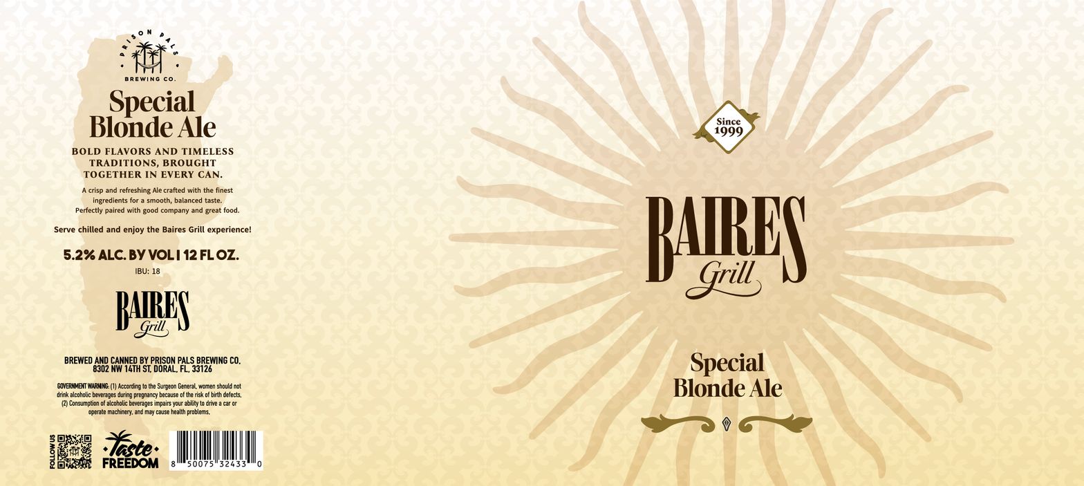 Baires Grill Special Blonde Ale label