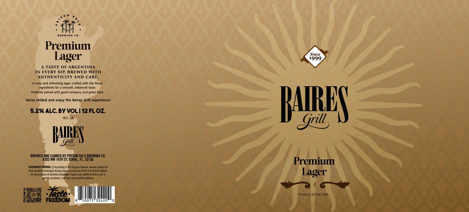 Baires Grill Premium Lager label