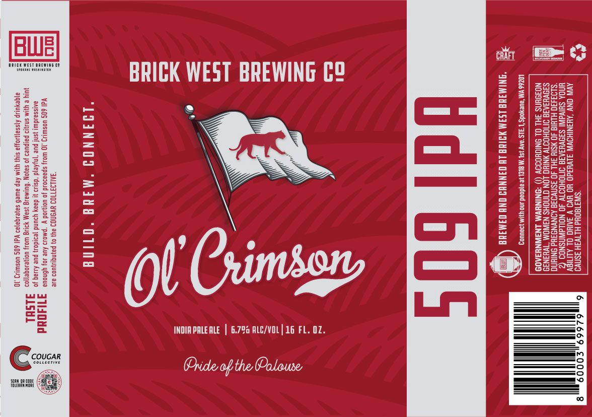 Ol' Crimson 509 IPA label