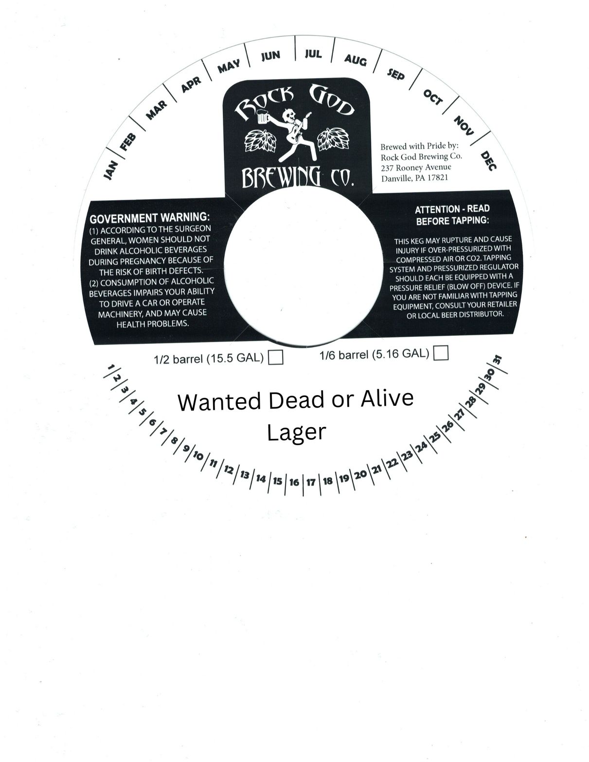 Wanted Dead or Alive Lager label