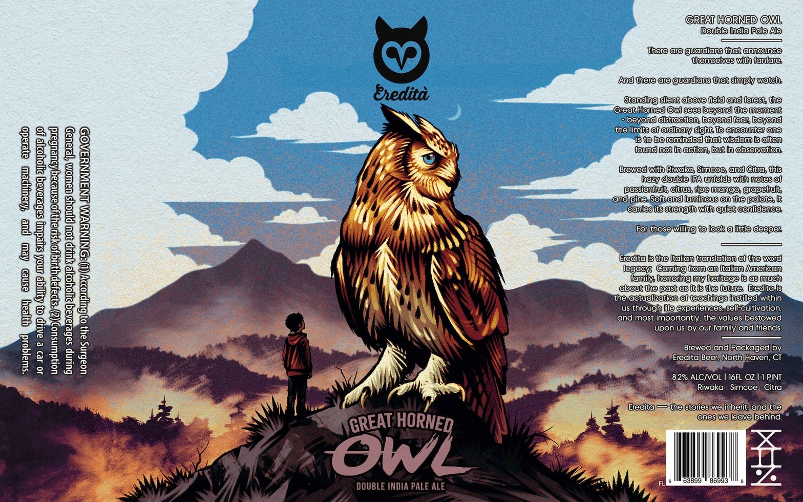 Great Horned Owl label