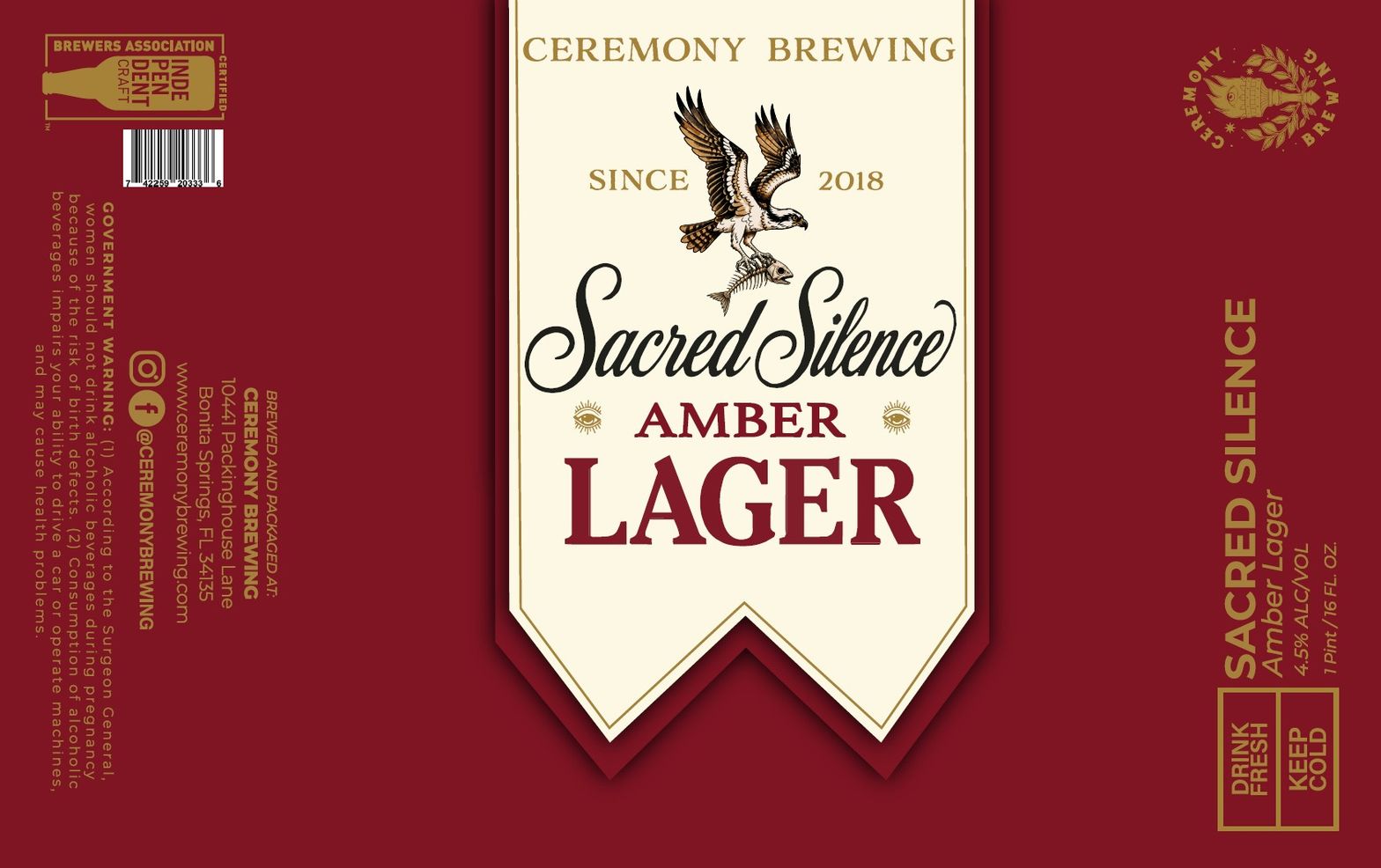 Sacred Silence Amber Lager label