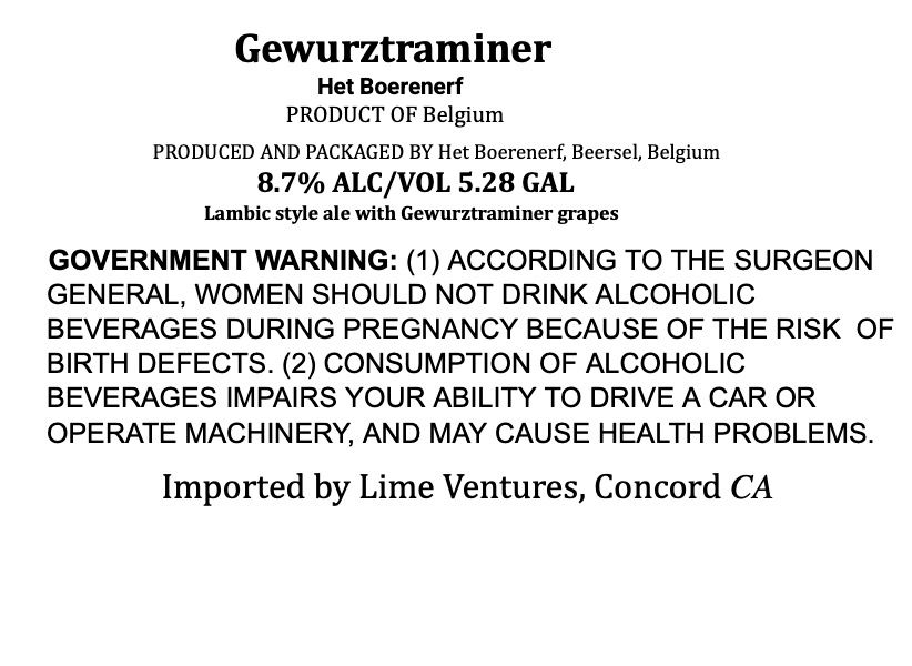 Gewurztraminer label