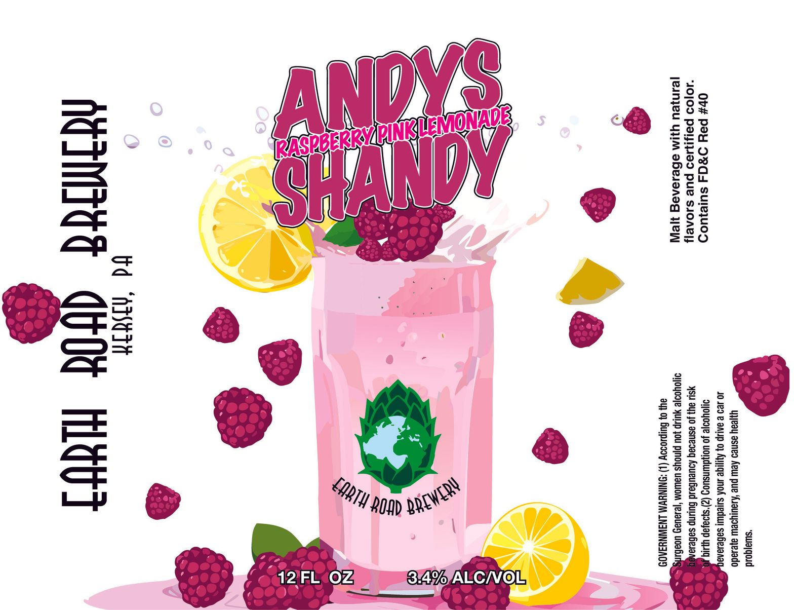 Andy's Pink Lemonade Raspberry Shandy label