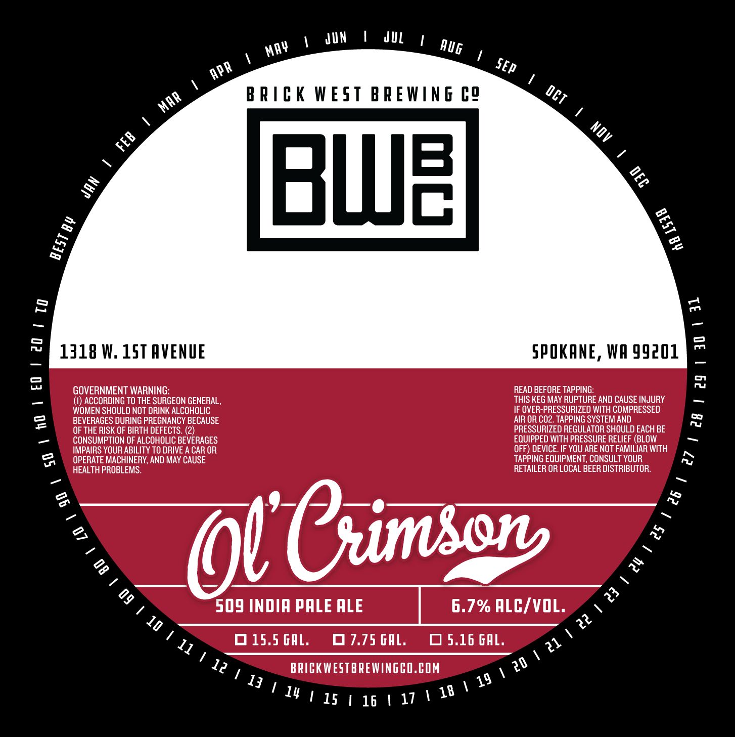Ol' Crimson 509 India Pale Ale label