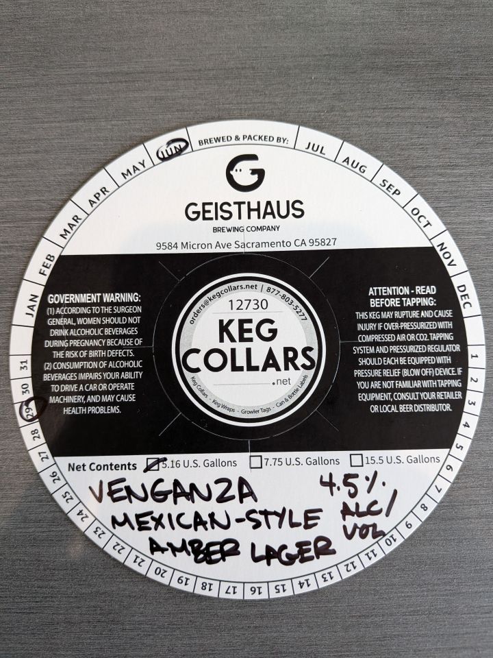 Venganza Mexican-Style Amber Lager label