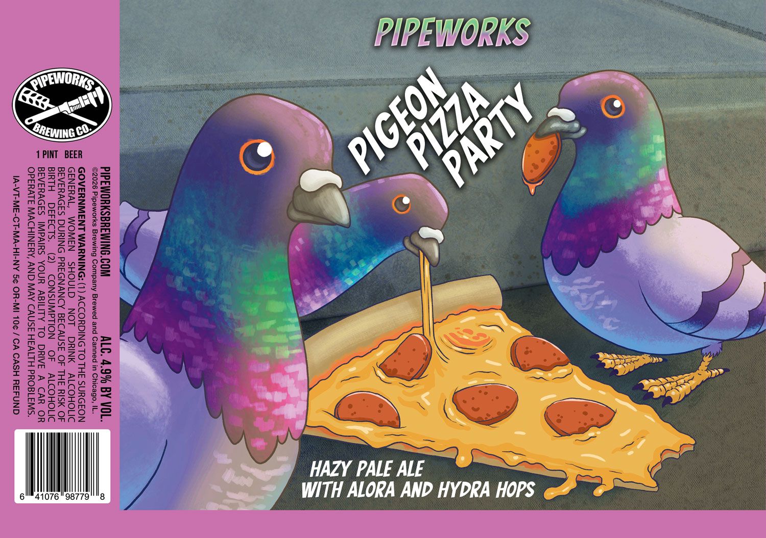 Pigeon Pizza Party label
