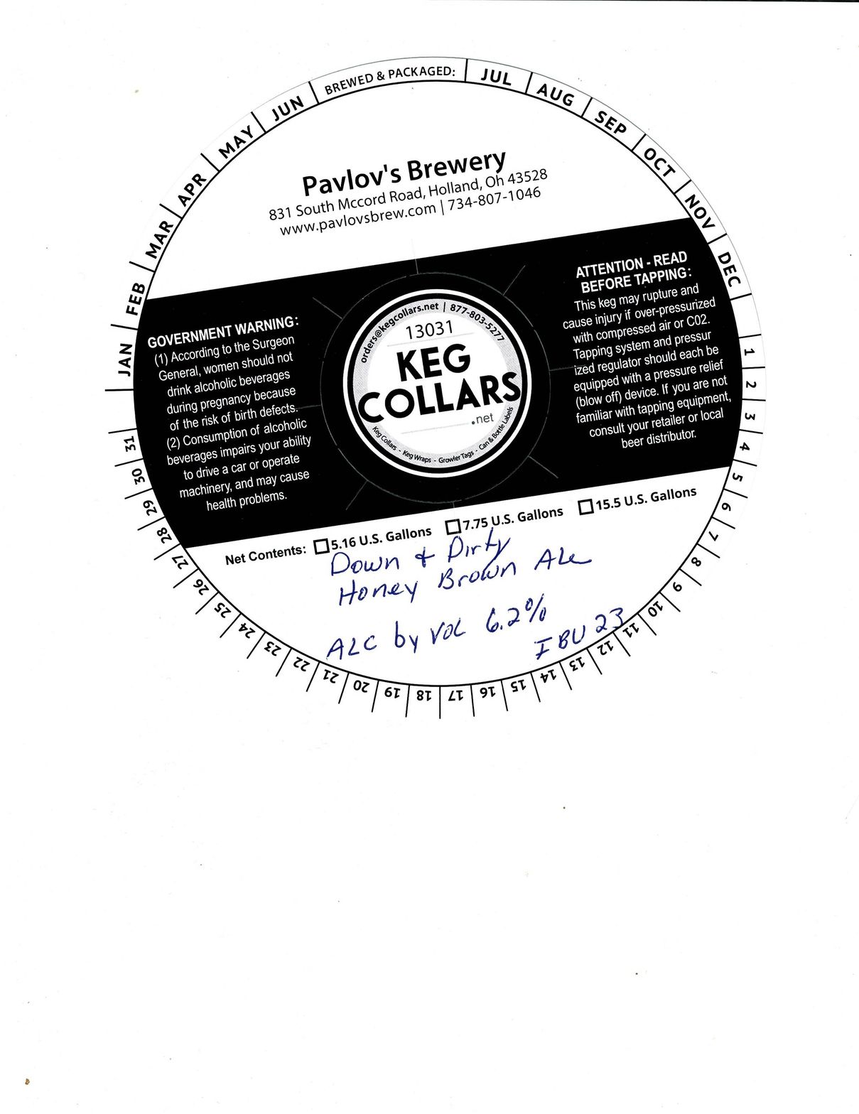 Down and Dirty Honey Brown Ale label