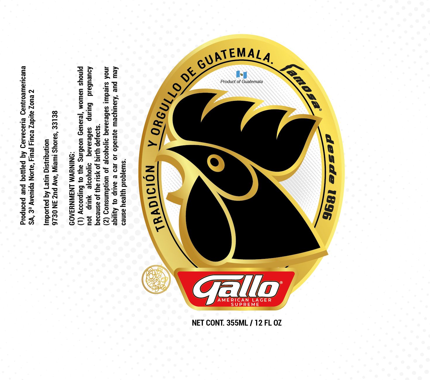 Gallo American Lager Supreme label