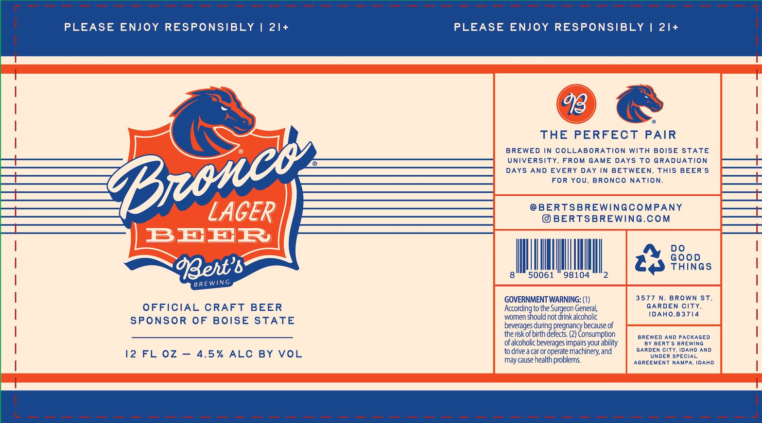 Bronco Lager Beer label