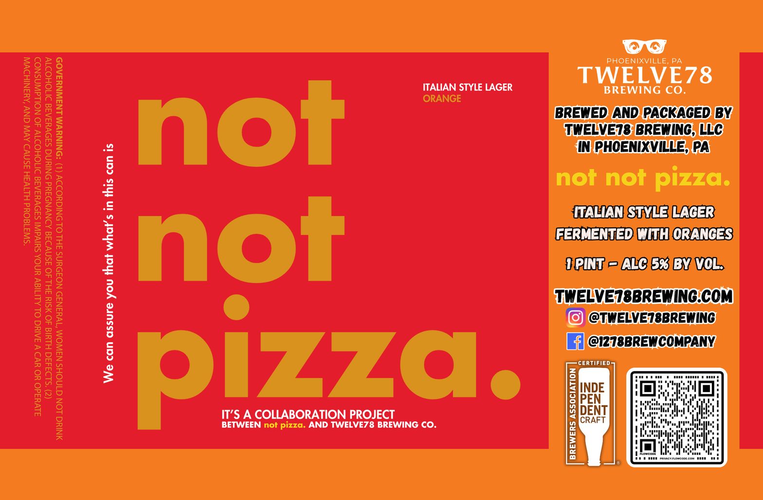 Not Not Pizza label